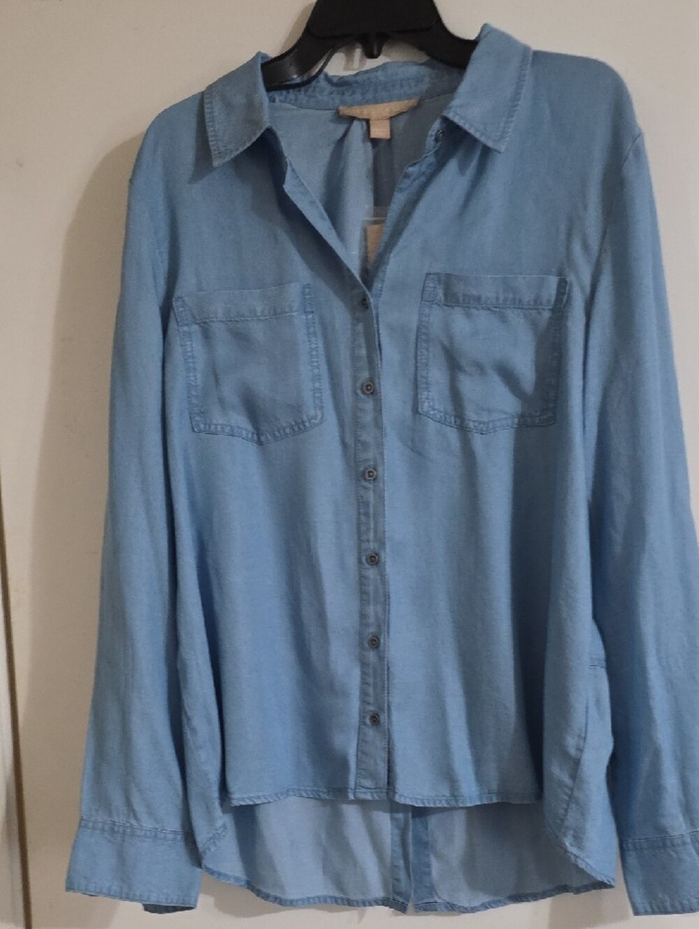 Light‎ Blue Women's Button Down Shirt Relaxed Fit Long Sleeve Casual Work Top